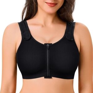 Zip front compression bra